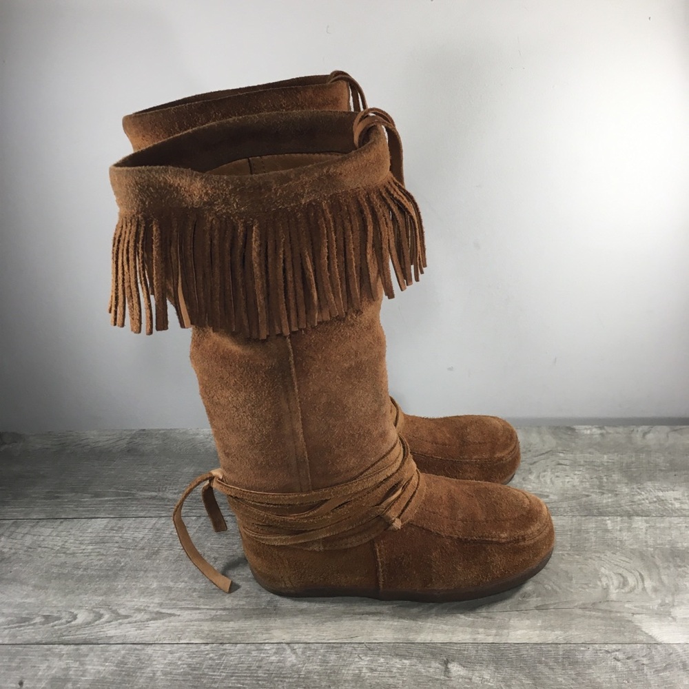 Steger Mukluk Kodiak Fringe Moccasins Winter Snow Leather Women's Boots Size 8